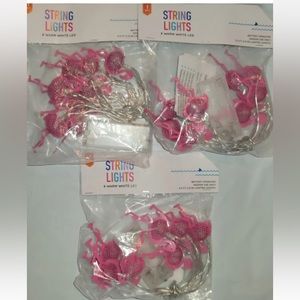 3 Packs String Lights 8ct Pink Flamingo Battery Powered Summer Bullseye Set Lot